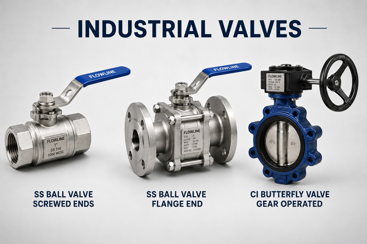 Large blue industrial valve in a warehouse