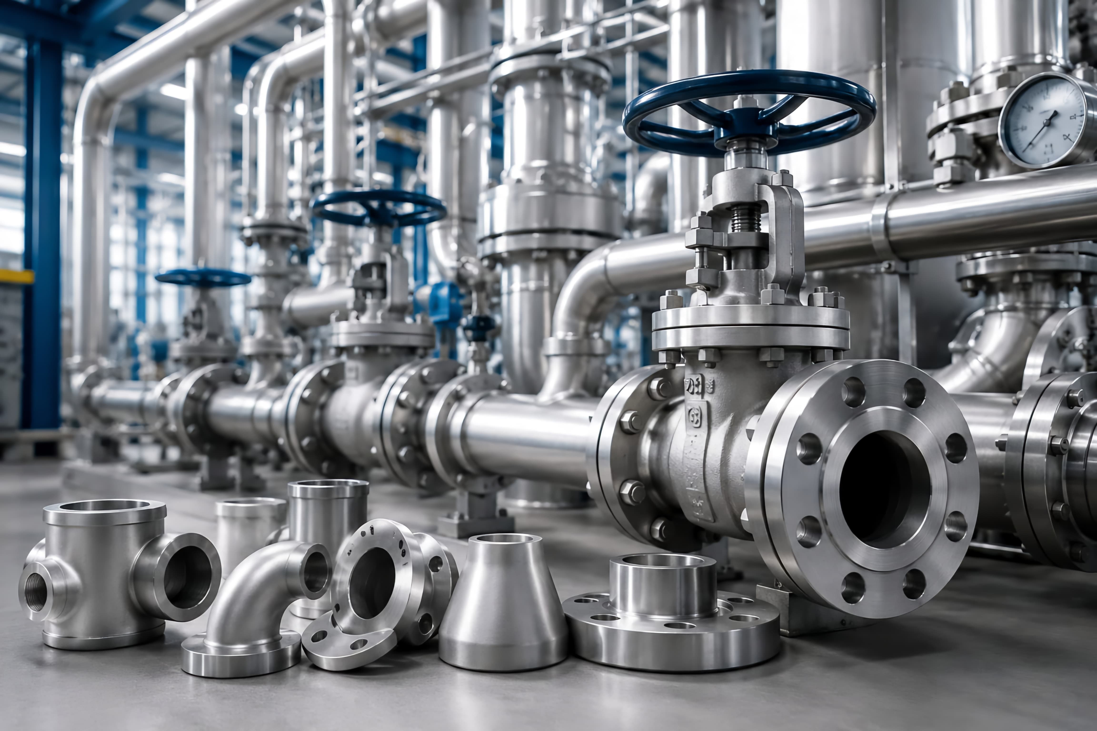Stainless steel process piping and industrial equipment